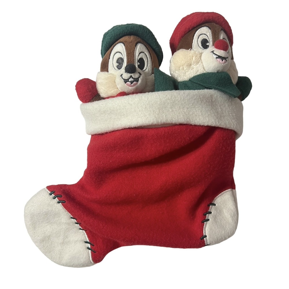 Disney Store Chip n Dale Christmas Stocking Festive Soft Plush Toy Decoration